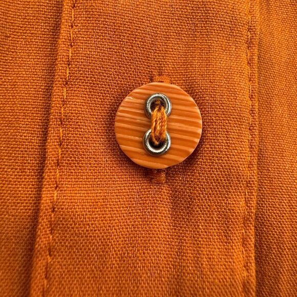 Scott Taylor Orange Button Up Shirt Womens Large 3/4 Sleeve Stretch Career Top - Picture 5 of 8